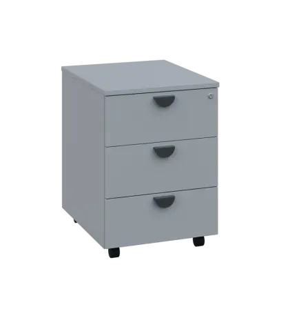 TK - 00 kontejner pojízdný, 3-zásuvkový, deska 18 mm, centrální zámek, šedá